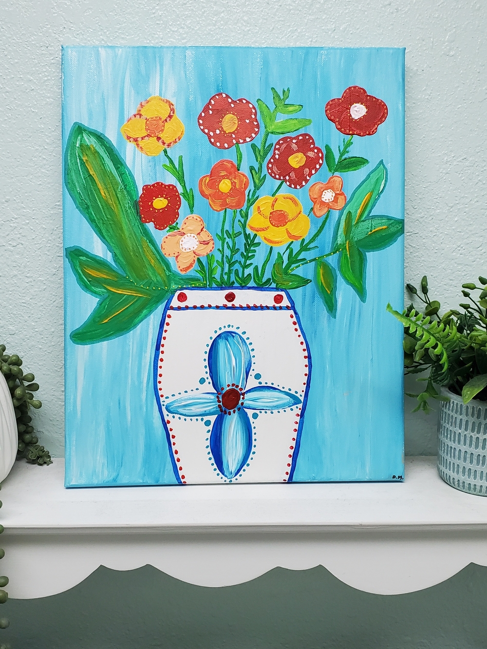 Home Wall Decor Original Floral Canvas Acrylic Painting